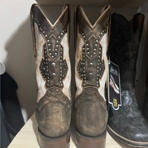 Dan Post Brown and Cream Leather Boots